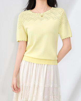 Solid Color Openwork Knit Top