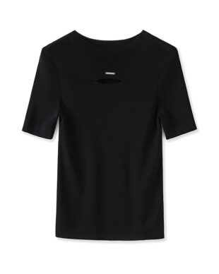 Openwork Slim-Fit Short-Sleeve Knit Tee