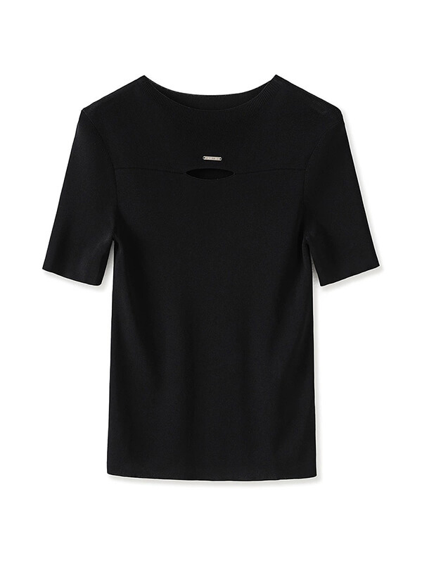 Openwork Slim-Fit Short-Sleeve Knit Tee