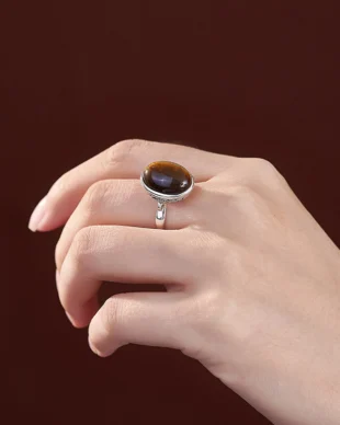 Openwork Tiger's Eye Sterling Silver Ring