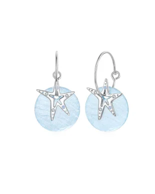 Original Design S925 Sterling Silver Blue Mother-of-Pearl Starfish Earrings