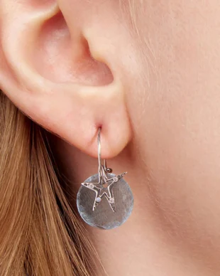 Original Design S925 Sterling Silver Blue Mother-of-Pearl Starfish Earrings