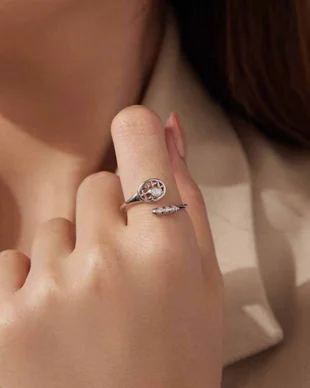 Original Design S925 Sterling Silver Zirconia Tennis Racket Adjustable Ring