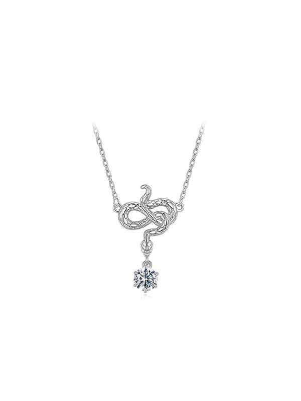 Original Design Serpent Necklace with 0.5 Carat Moissanite in Sterling Silver 1
