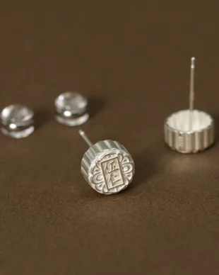 Original Design Sterling Silver Mini Mooncake Earrings