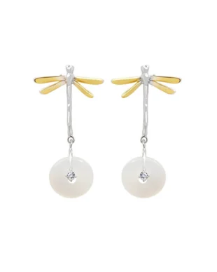 Original Dragonfly Agate Earrings in S925 Sterling Silver