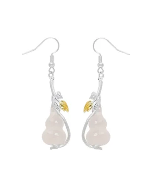 Original Ethnic-Style Gourd Vine Agate Earrings in S925 Sterling Silver