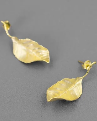 Original French Sterling Silver Leaf Earrings