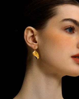 Original French Sterling Silver Leaf Earrings