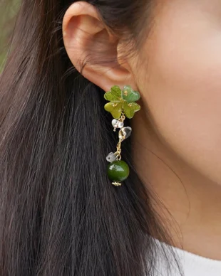 UNESCO Celtic Clover Earrings - Vanishing Knotwork Natural Stone Silver Heritage