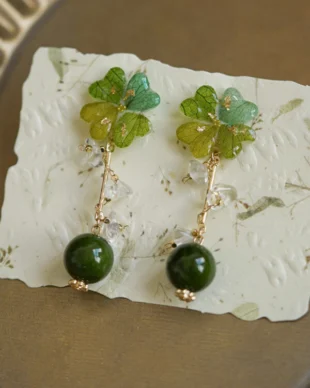 UNESCO Celtic Clover Earrings - Vanishing Knotwork Natural Stone Silver Heritage