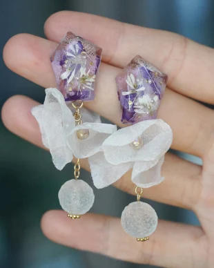 Original Handmade Fabric Flower Earrings