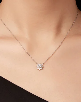 Original Moissanite Sun Sterling Silver Necklace