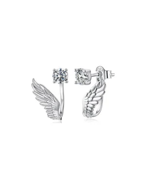 Original Moissanite Wing Stud Earrings in Sterling Silver