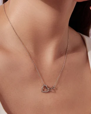 Original Morse Code Eternal Heart Necklace in Sterling Silver