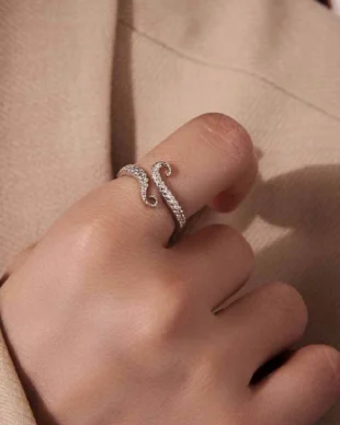 Original Octopus Tentacle Ring Copper Plated White Gold