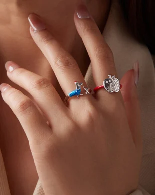 Original Open Ring Christmas Apple Design in S925 Sterling Silver