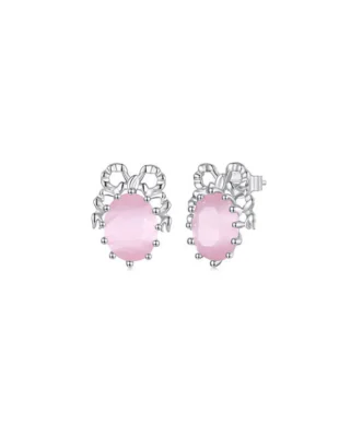 Original Pink Bow Sterling Silver Stud Earrings