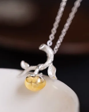 Silver Persimmon Necklace