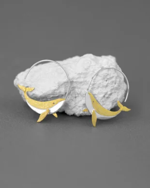 Silver Whale Hoop Earrings