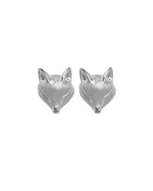 Original S925 Sterling Silver Brushed Fox Stud Earrings