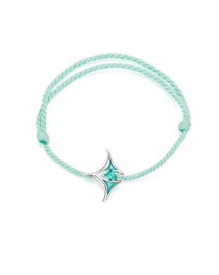 Original S925 Sterling Silver Manta Ray Adjustable Cord Bracelet