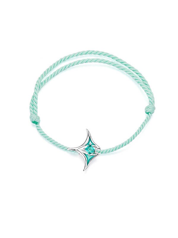 Original S925 Sterling Silver Manta Ray Adjustable Cord Bracelet 1