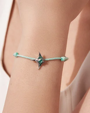 Original S925 Sterling Silver Manta Ray Adjustable Cord Bracelet