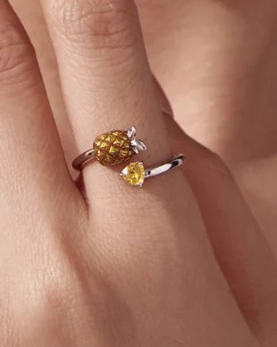 Original S925 Sterling Silver Pineapple Adjustable Ring