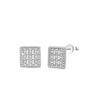 Original S925 Sterling Silver Square Zirconia Earrings