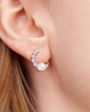 Original S925 Sterling Silver Zirconia Pearl Ear Cuff