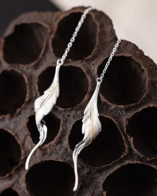 Original Sterling Silver Feather Ear Threads