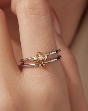 Original Sterling Silver Iris Double-Layer Ring