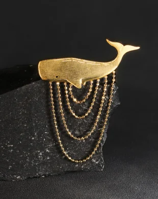 Original Sterling Silver Sperm Whale Tassel Brooch