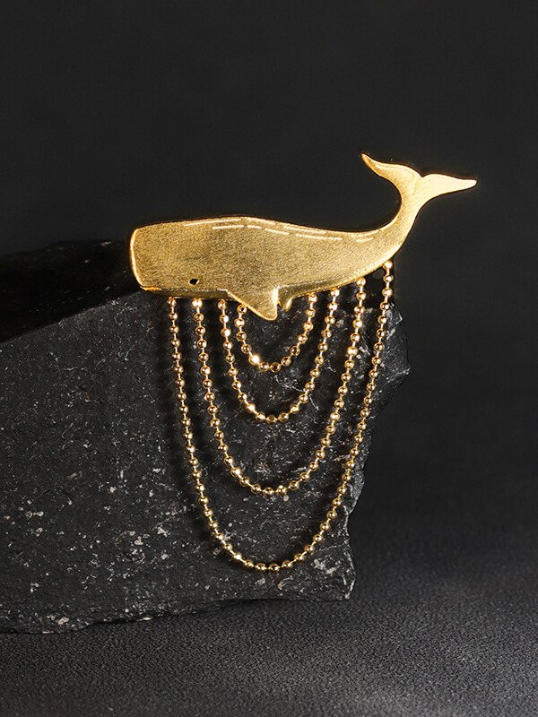 Original Sterling Silver Sperm Whale Tassel Brooch 1