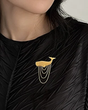 Original Sterling Silver Sperm Whale Tassel Brooch