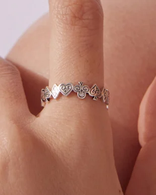 Original Vintage Playing Card Ring in Sterling Silver