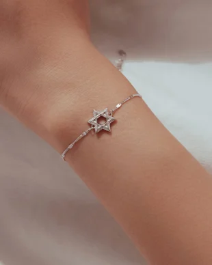 Original S925 Sterling Silver Six-Pointed Star Shimmer Bracelet