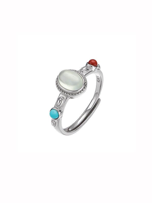 Oval Prehnite Ring in S925 Sterling Silver 1