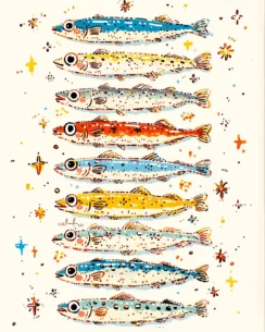 Pacific Saury Perler Bead Pattern – Japanese Grilled Fish Fuse Bead Design 2 images