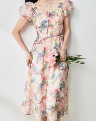 Painterly Floral Tea Dress