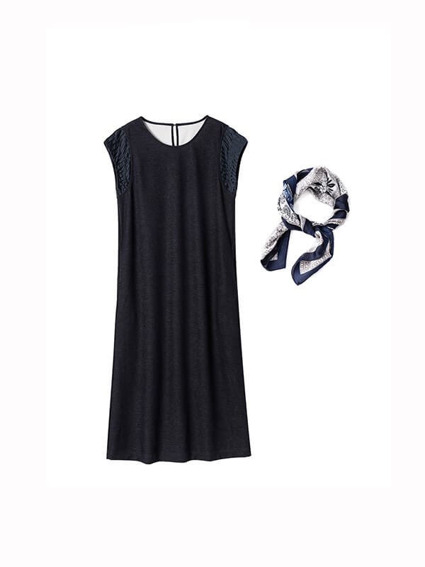 Paisley Scarf Dress With Puffed Cap Sleeves 1