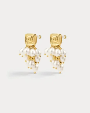 Pearl Tassel Drop Silver Needle Earrings