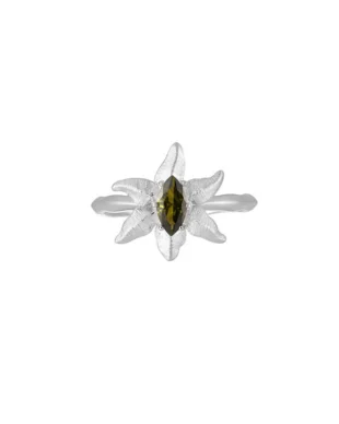 Peridot Starfish Silver Ring