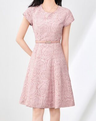 Pink Rose Jacquard Dress
