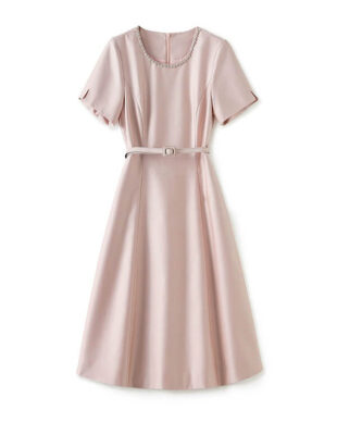 Pink Waist-Cinching Slim-Fit Dress
