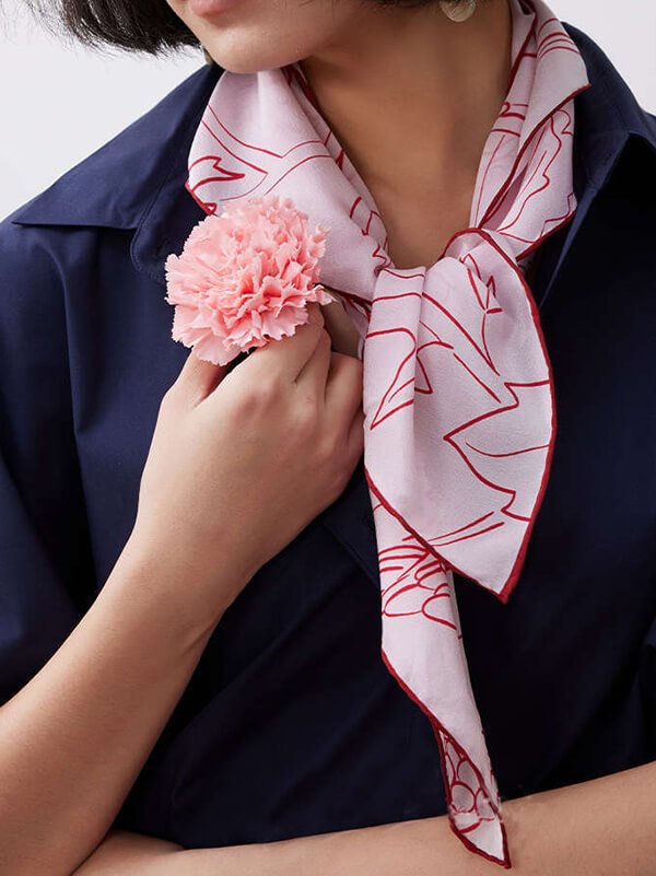 Breathable silk headband for work to weekend, pink woodland pattern with grip-free comfort
