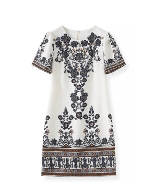 Placement Print Slimming A-Line Dress