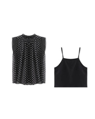 Polka Dot Loose Top and Camisole Set