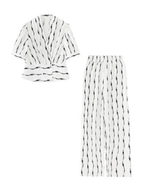 Printed short-sleeved top and trousers set
